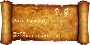 Váli Gyöngyi névjegykártya